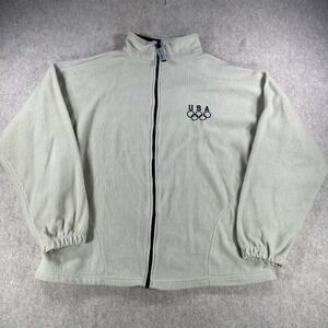 Team USA Mens Full Zip Fleece Jacket Olympic Rings Embroidered Cream Size XXL